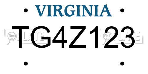 TG4Z123 Virginia License Plate
