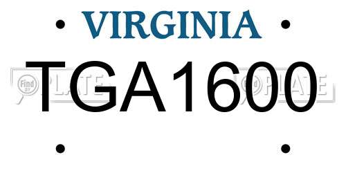 TGA1600 Virginia License Plate