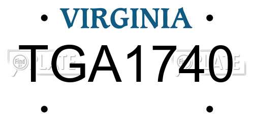 TGA1740 Virginia License Plate