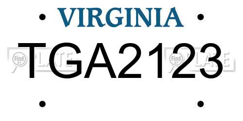 TGA2123 Virginia License Plate