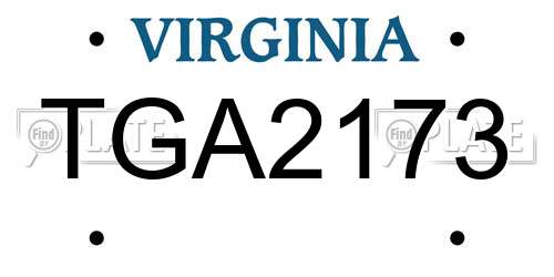 TGA2173 Virginia License Plate