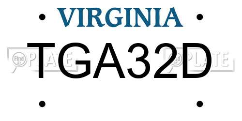 TGA32D Virginia License Plate