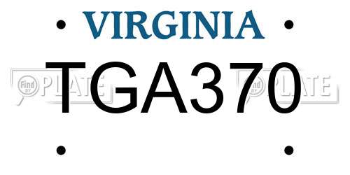 TGA370 Virginia License Plate