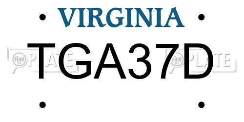 TGA37D Virginia License Plate