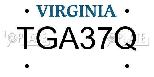 TGA37Q Virginia License Plate