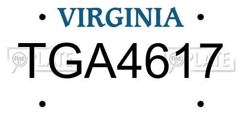 TGA4617 Virginia License Plate
