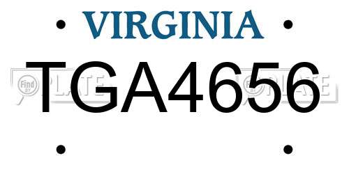 TGA4656 Virginia License Plate