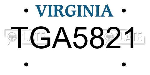 TGA5821 Virginia License Plate