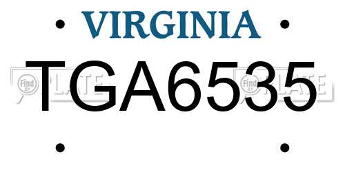 TGA6535 Virginia License Plate