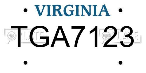 TGA7123 Virginia License Plate