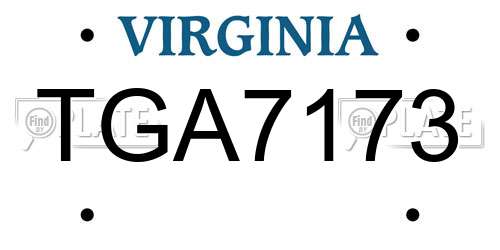 TGA7173 Virginia License Plate