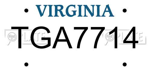 TGA7714 Virginia License Plate