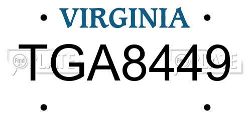 TGA8449 Virginia License Plate