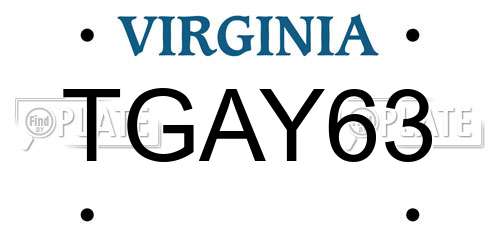 TGAY63 Virginia License Plate