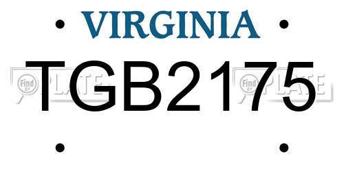 TGB2175 Virginia License Plate