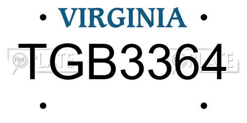 TGB3364 Virginia License Plate