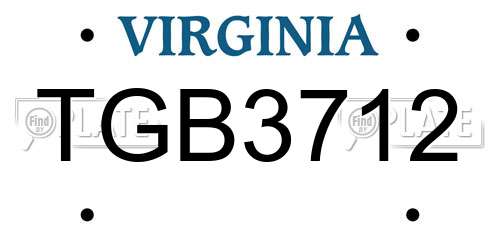 TGB3712 Virginia License Plate