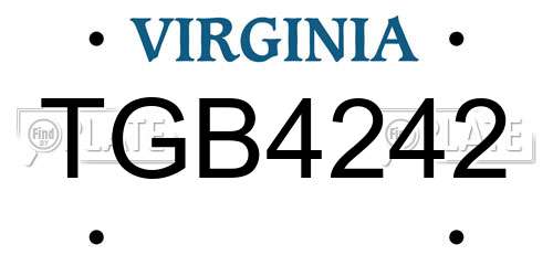 TGB4242 Virginia License Plate