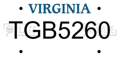TGB5260 Virginia License Plate