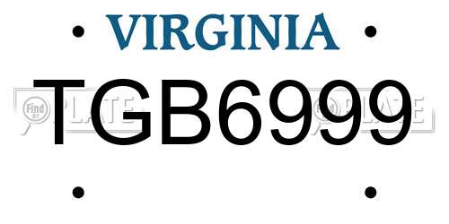 TGB6999 Virginia License Plate
