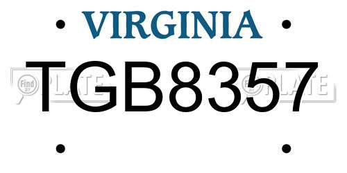 TGB8357 Virginia License Plate