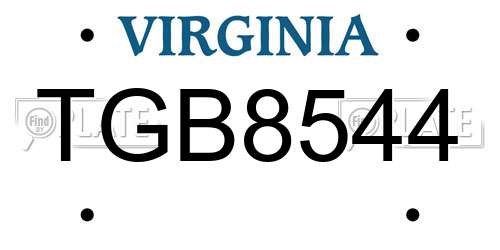 TGB8544 Virginia License Plate