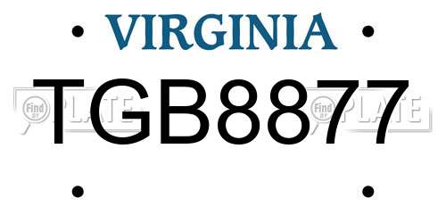 TGB8877 Virginia License Plate
