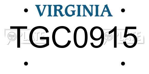 TGC0915 Virginia License Plate