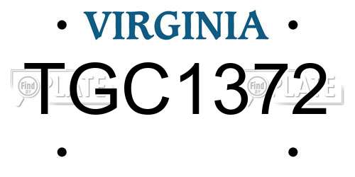TGC1372 Virginia License Plate