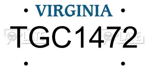 TGC1472 Virginia License Plate