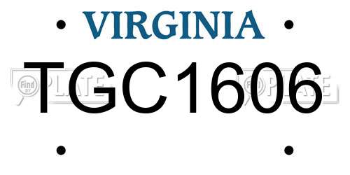 TGC1606 Virginia License Plate
