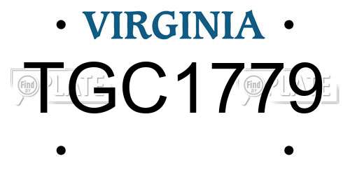 TGC1779 Virginia License Plate