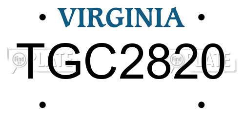 TGC2820 Virginia License Plate