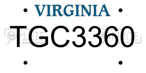 TGC3360 Virginia License Plate