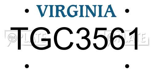 TGC3561 Virginia License Plate
