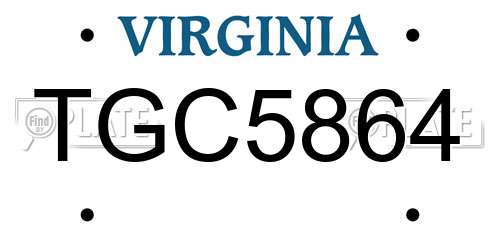 TGC5864 Virginia License Plate