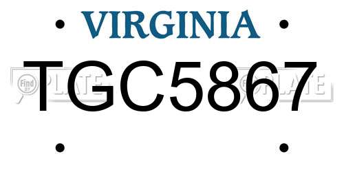 TGC5867 Virginia License Plate
