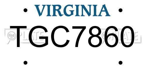 TGC7860 Virginia License Plate