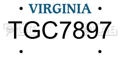 TGC7897 Virginia License Plate