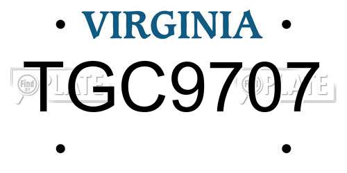 TGC9707 Virginia License Plate