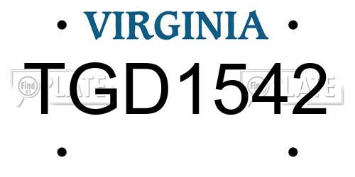 TGD1542 Virginia License Plate