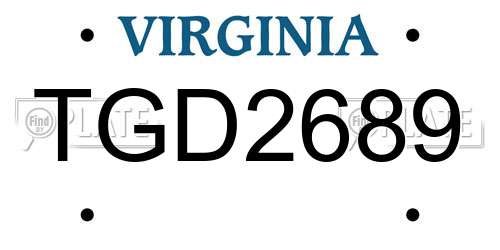 TGD2689 Virginia License Plate