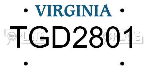 TGD2801 Virginia License Plate
