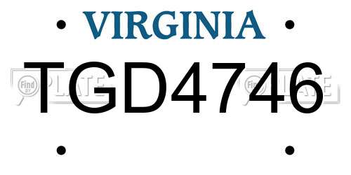 TGD4746 Virginia License Plate
