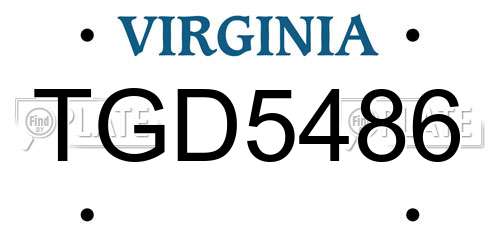 TGD5486 Virginia License Plate