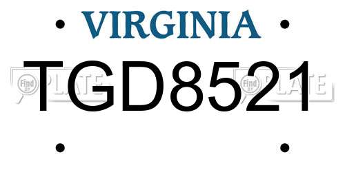 TGD8521 Virginia License Plate