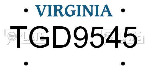 TGD9545 Virginia License Plate
