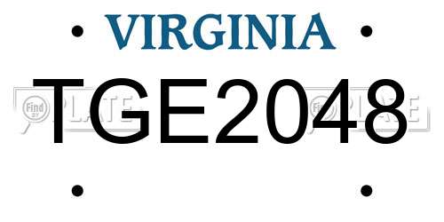 TGE2048 Virginia License Plate