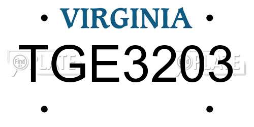 TGE3203 Virginia License Plate