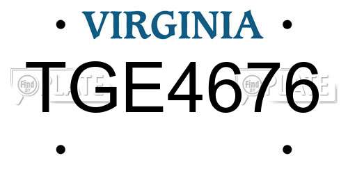 TGE4676 Virginia License Plate